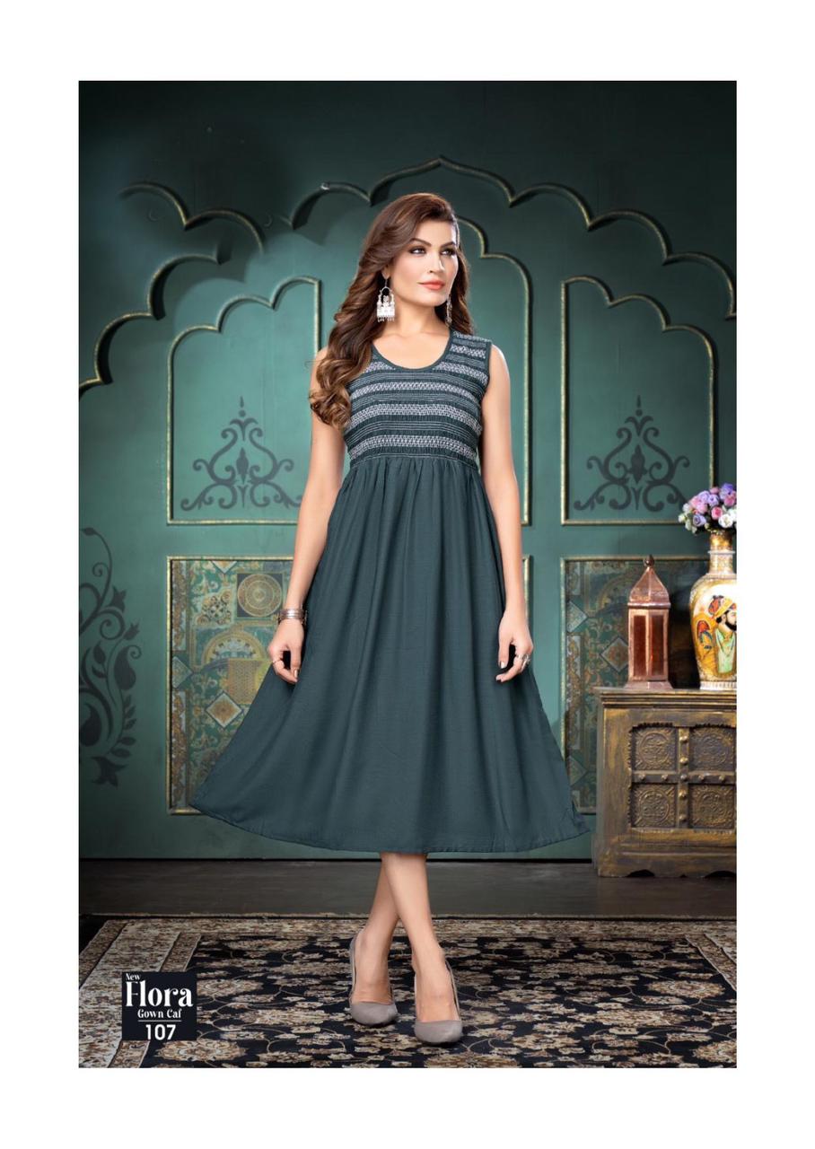 New Flora Gown Cal By Trendy Party Wear Kurtis Catalog